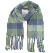 Load image into Gallery viewer, Super Thick Boxes Scarf Sage/Blue
