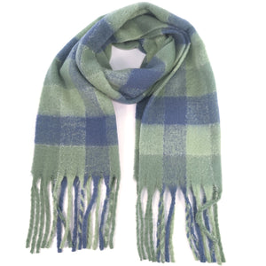 Super Thick Boxes Scarf Sage/Blue