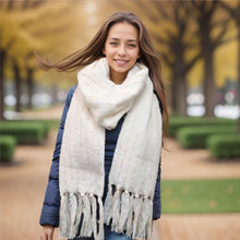 Load image into Gallery viewer, Ribbons Knitted Scarf Cream
