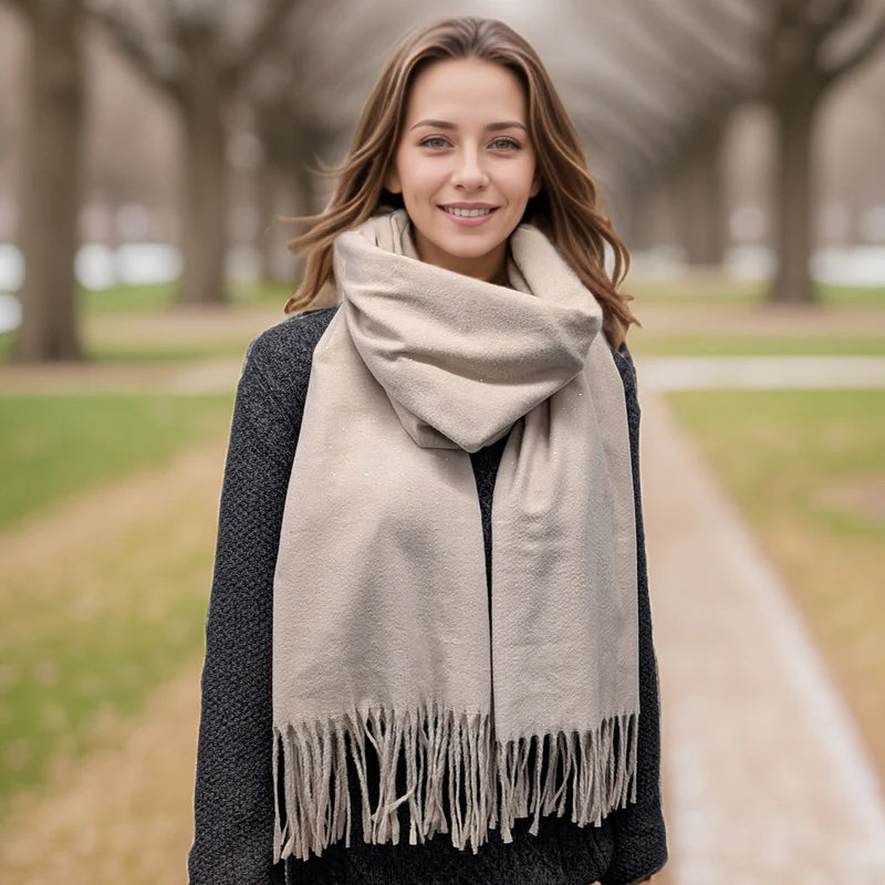Sparkly Petra Pashmina Scarf - Mink