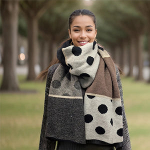 Knitted Spotty Scarf Coffee