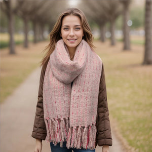Ribbons Knitted Scarf Pink