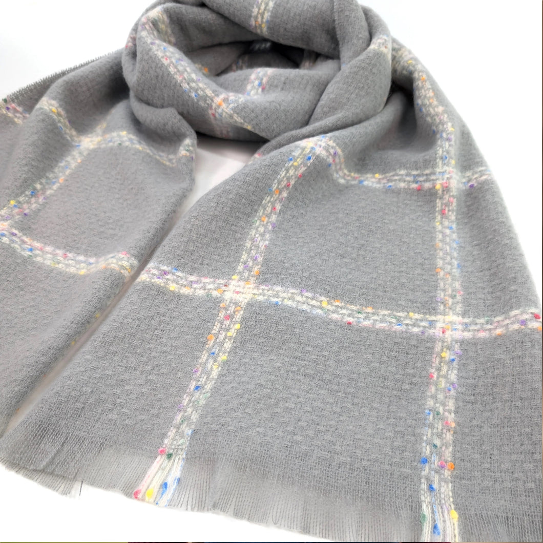 Spotty Boxy Thick Scarf Dove Grey