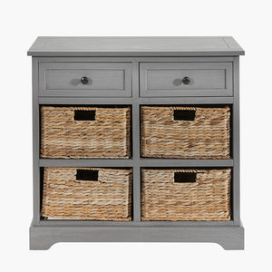 Devonshire Grey Wood 2 Drawer 4 Basket Unit ** IN STORE ONLY**