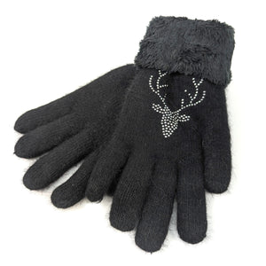 Black Stag Faux Fur Gloves
