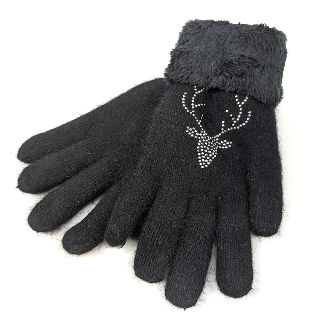Black Stag Faux Fur Gloves