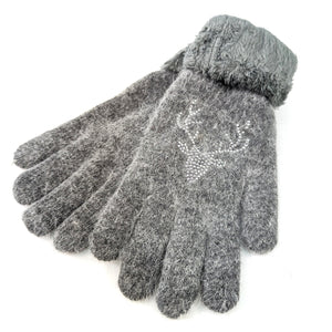 Grey Stag Faux Fur Gloves