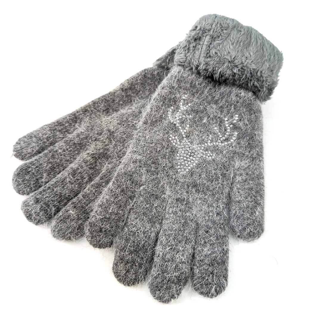 Grey Stag Faux Fur Gloves