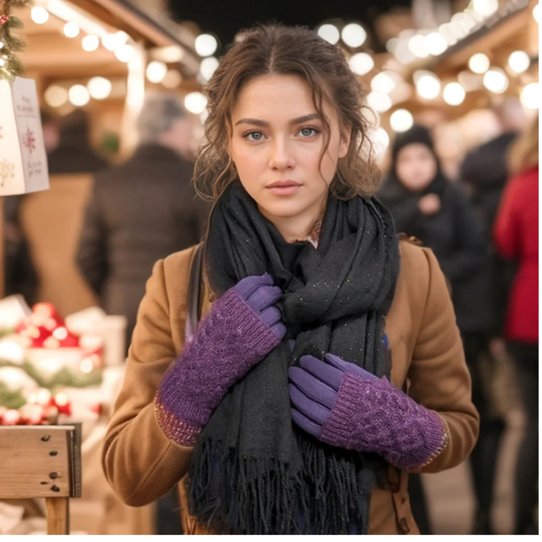 Cable Knit Sparkle Gloves