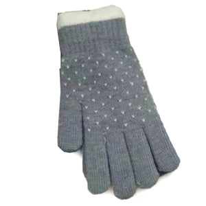 Grey Mini Hearts Gloves