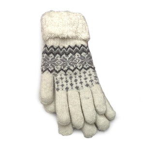 White Fluffy Nordic Gloves