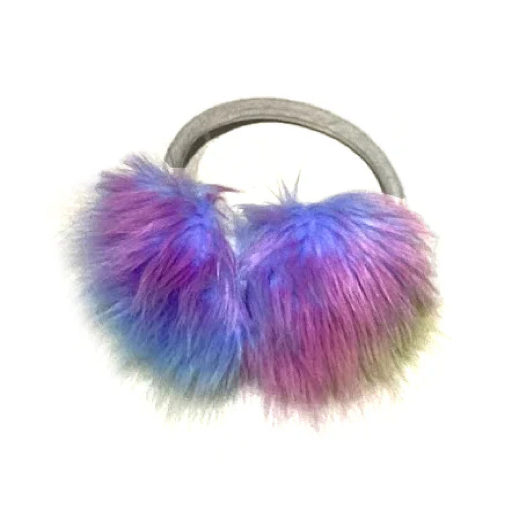 Purple Fluffy Pom Pom Ear Muffs