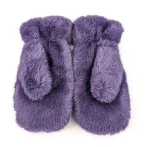 Faux Fur Mittens - Purple