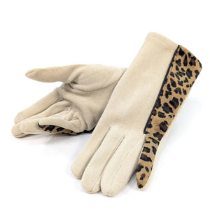 Animal Print Brushstroke Gloves - Mink