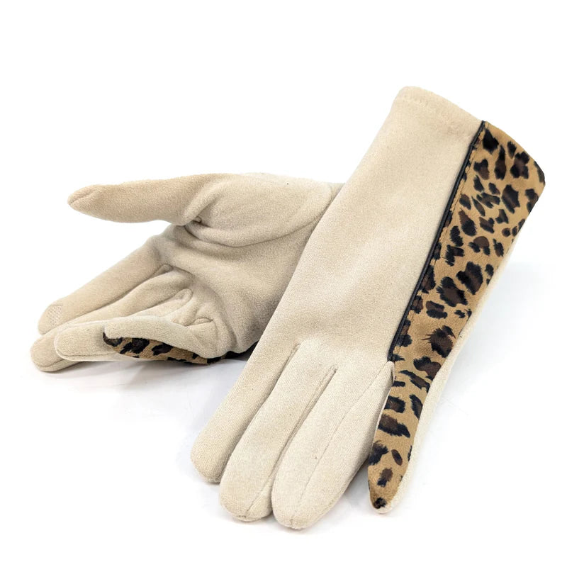 Animal Print Brushstroke Gloves - Mink