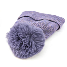 Load image into Gallery viewer, Fur Pom Pom Hat Purple
