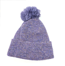 Load image into Gallery viewer, Fur Pom Pom Hat Purple

