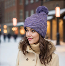 Load image into Gallery viewer, Fur Pom Pom Hat Purple
