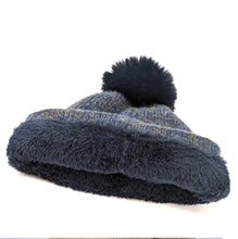 Load image into Gallery viewer, Fur Pom Pom Hat Navy
