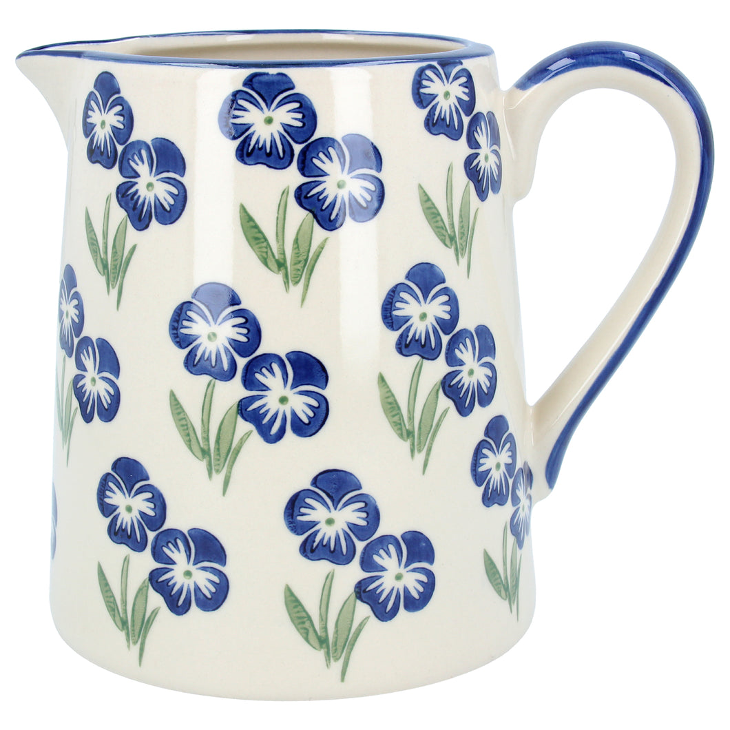 Blue Viola Stoneware Pitcher 18cm