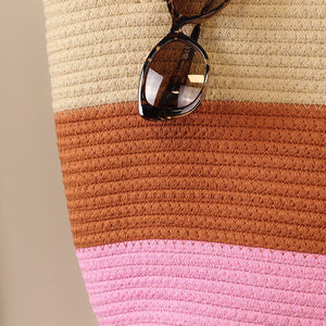 Natural Tan Pink Rope Bag