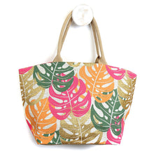 Load image into Gallery viewer, Gold, Bright Tropical Monstera Shopper Bag
