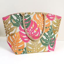 Load image into Gallery viewer, Gold, Bright Tropical Monstera Shopper Bag
