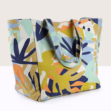 Load image into Gallery viewer, Blue/Mustard Tropical Floral Canvas Bag
