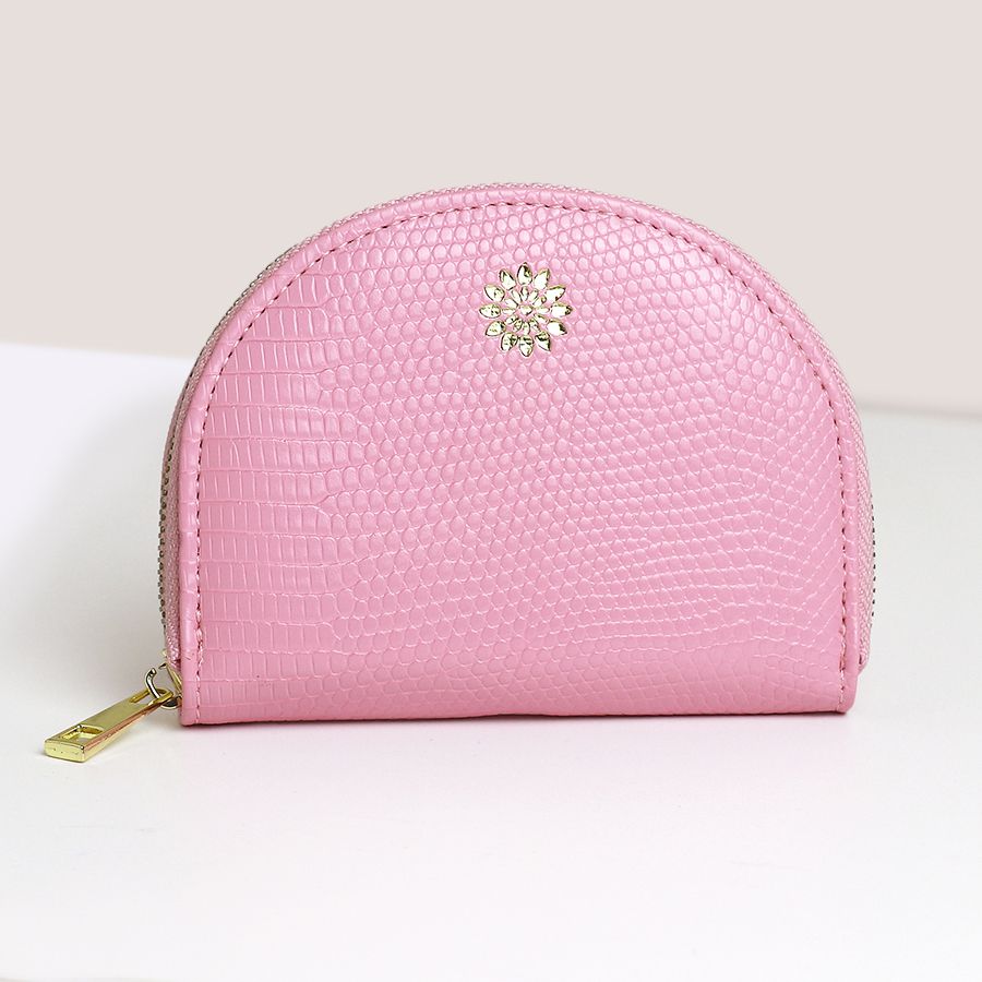 Baby Pink Leather Half Moon Purse