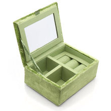 Load image into Gallery viewer, Green Velvet Embellished Butterfly/Floral Jewellery Box
