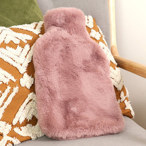 Dusky Pink Faux Fur Mini Hot Water Bottle