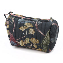 Load image into Gallery viewer, Dusky Navy Tropical Quilted Makeup Bag - Small
