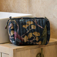 Load image into Gallery viewer, Dusky Navy Tropical Quilted Makeup Bag - Small
