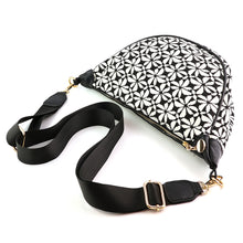 Load image into Gallery viewer, Black &amp; White Repeat Print Half Moon Bag
