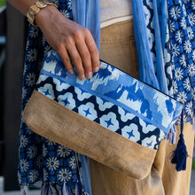 Load image into Gallery viewer, Blue Mix Floral Tile Print Travel Pouch
