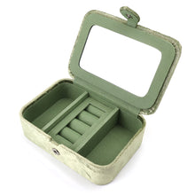 Load image into Gallery viewer, Green Velvet Floral Rectangle Jewellery Box
