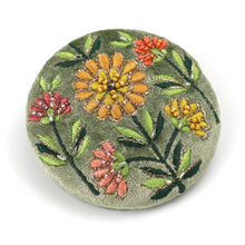 Load image into Gallery viewer, Green Velvet Floral Compact Mirror
