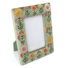 Load image into Gallery viewer, Green Velvet Floral Rectangle Photo Frame
