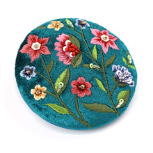 Load image into Gallery viewer, Teal Velvet Floral Compact Mirror
