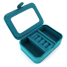 Load image into Gallery viewer, Teal Velvet Floral Rectangle Jewellery Box
