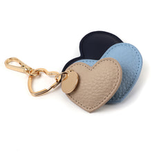 Load image into Gallery viewer, Beige/Blue/Navy Vegan Leather Hearts Keyring
