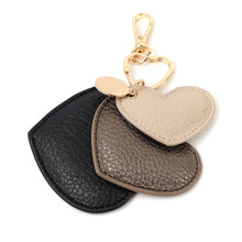 Load image into Gallery viewer, Beige/Black/Bronze Vegan Leather Hearts Keyring

