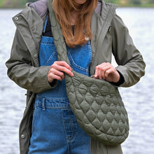 Load image into Gallery viewer, Khaki Quilted Half Moon Bag
