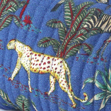 Load image into Gallery viewer, Rich Blue Safari Palm Print Quilted Makup Pouch - Sml

