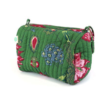 Load image into Gallery viewer, Green Paisley Floral Print Quilted MakeUp Pouch - Sml
