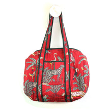 Load image into Gallery viewer, Deep Red Safari Palm Print Weekend bag
