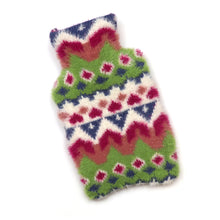 Load image into Gallery viewer, Fluffy Blue Lime/Pink Knit Hot Water Bottle

