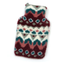 Load image into Gallery viewer, Fluffy Duck Egg &amp; Wine Knit Hot Water Bottle
