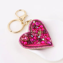 Load image into Gallery viewer, Bright Pink Heart Keyring
