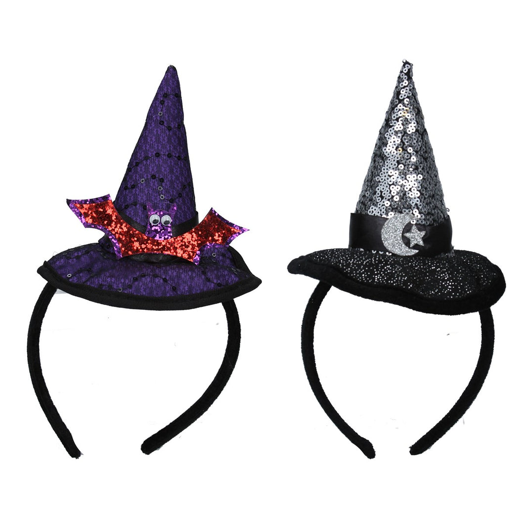 Purple/Black Silver Witch Hat Hairband